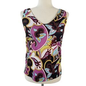 Athleta Purple Black Teal Yellow Sport Top Active Wear Underwire Top Size Small